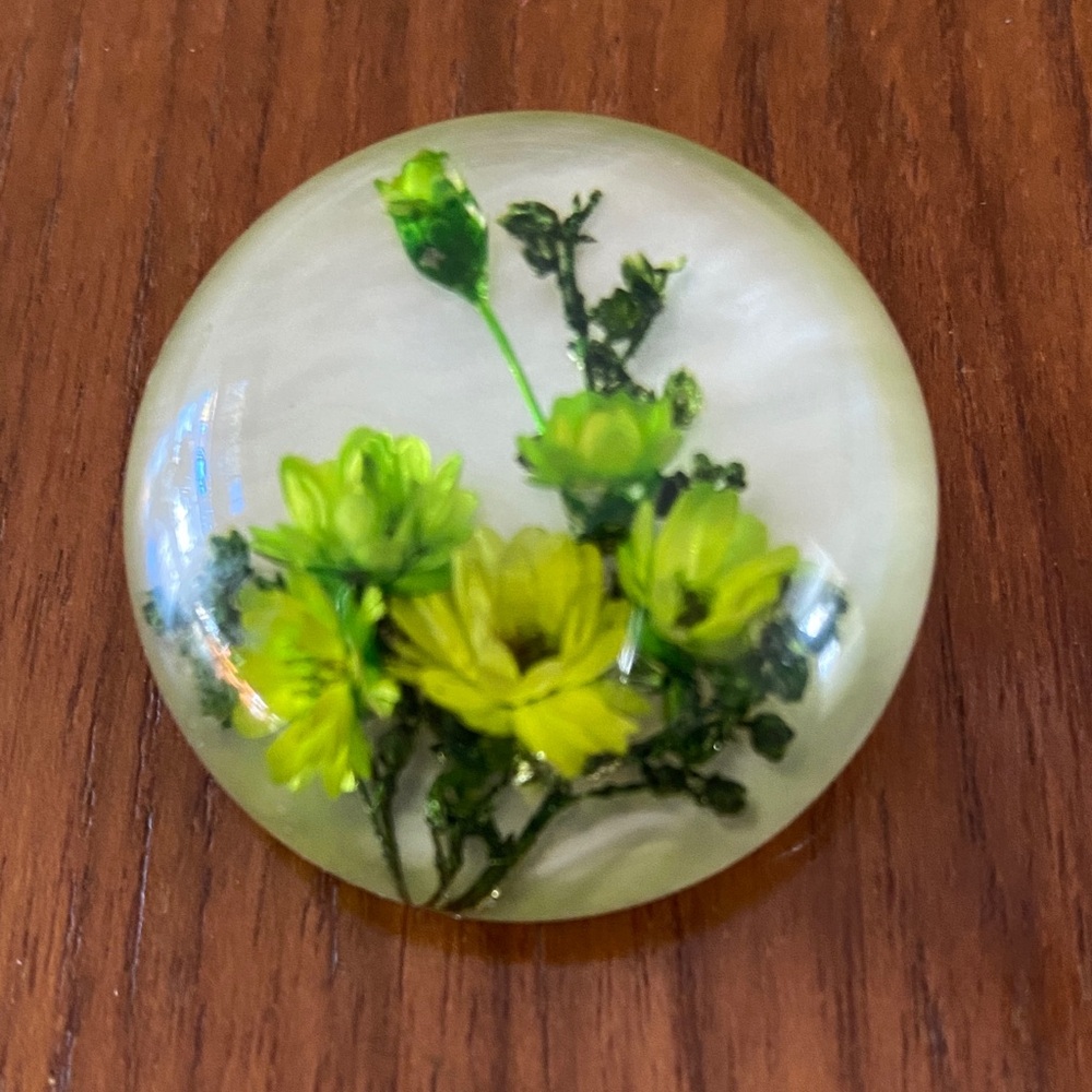 VTG Lucite Dried Flower Brooch
